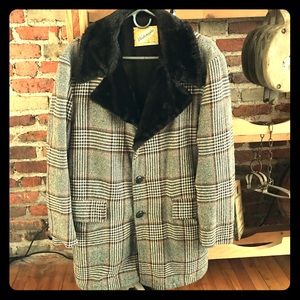 Men's vintage Plaid 3-button overcoat