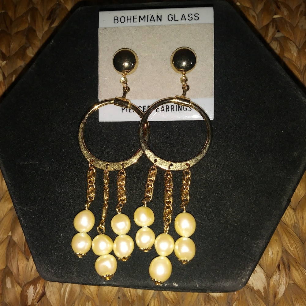 Faux Pearl Goldtone Earrings