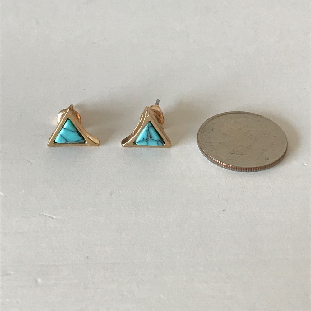 Turquoise Triangle Stud Earrings - Picture 3 of 4