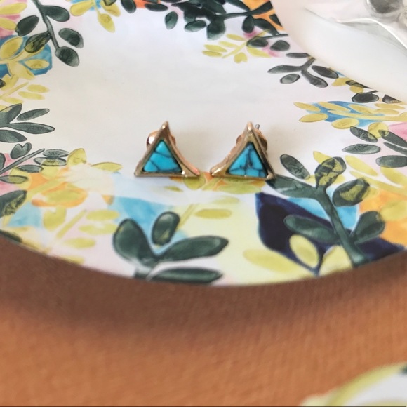 Turquoise Triangle Stud Earrings - Picture 2 of 4