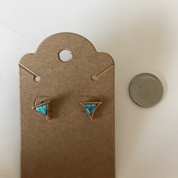 Turquoise Triangle Stud Earrings - Picture 4 of 4