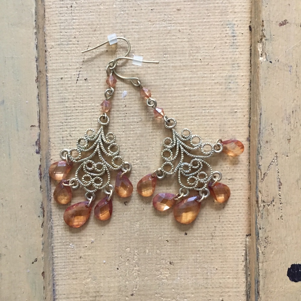 BOHO VINTAGE STYLE DAINTY GOLD CHANDELIER EARRINGS