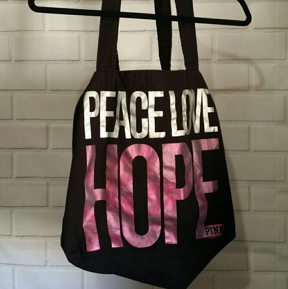 Peace love hope Victoria's Secret's Pink tote bag