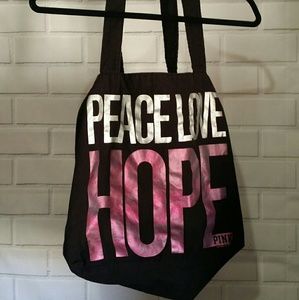 Peace love hope Victoria's Secret's Pink tote bag