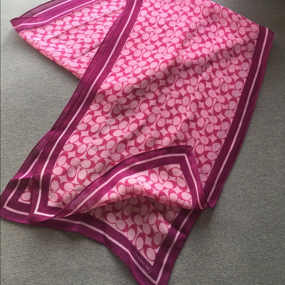 Pink, Silk COACH Scarf/Head Wrap