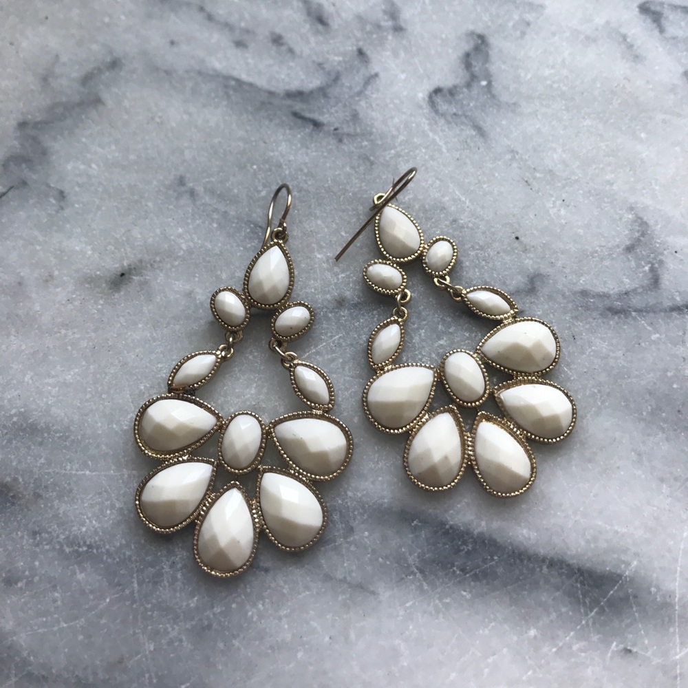 White crystal statement earrings