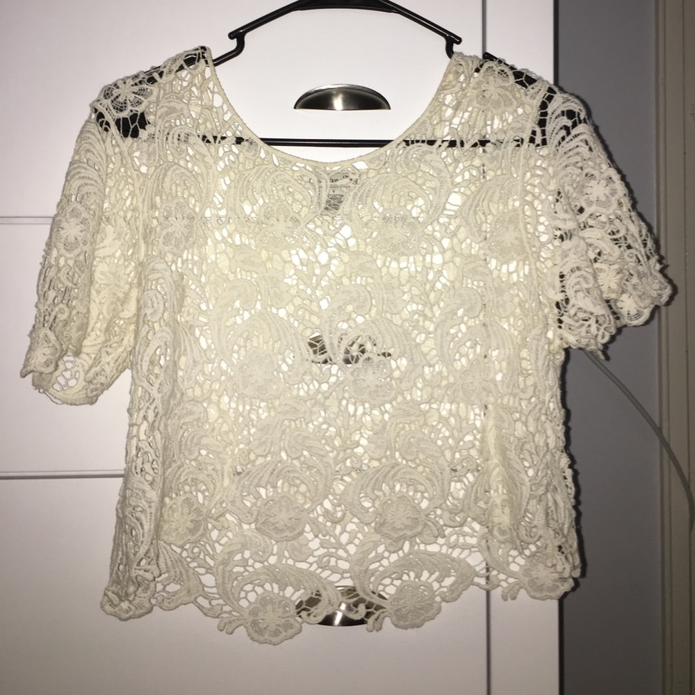 White see through cropped shirt