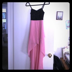 Pink and black high-low dress
