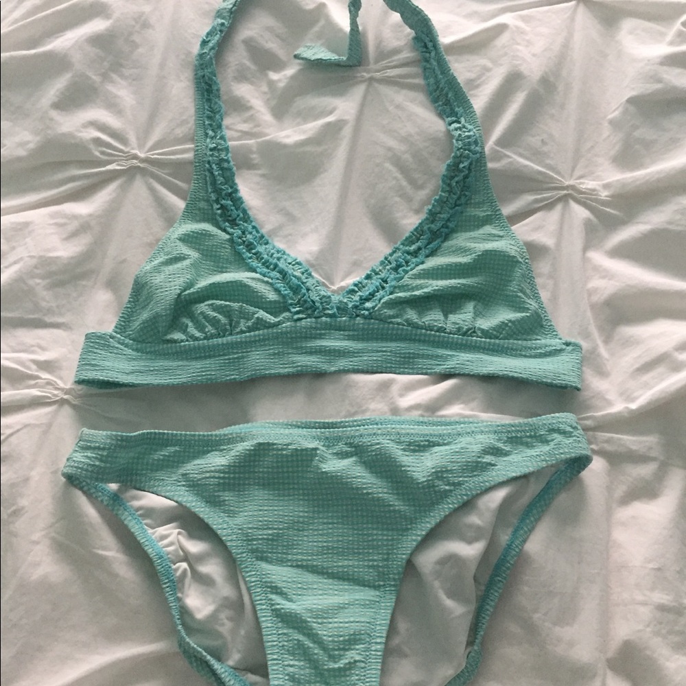 J Crew Turquoise and White Bikini