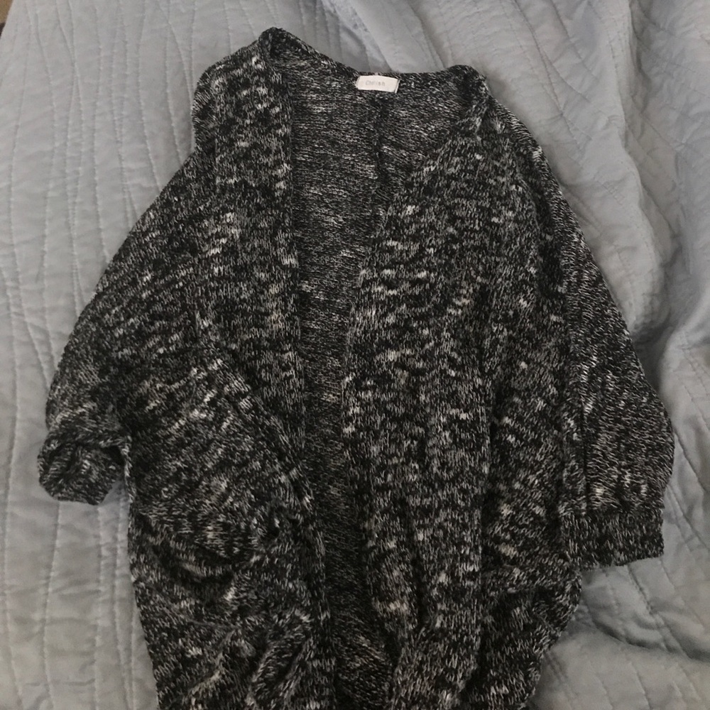 black and white knit cardigan sweater