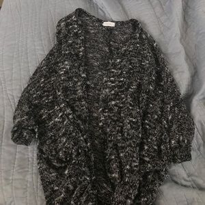 black and white knit cardigan sweater