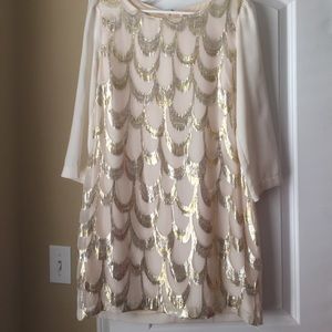Festive Gold Shift Dress