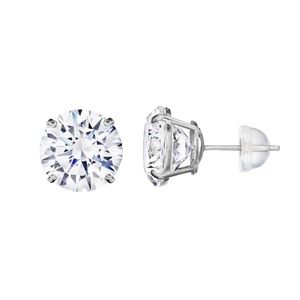 14K White Gold Basket Round Push Back Stud Earring
