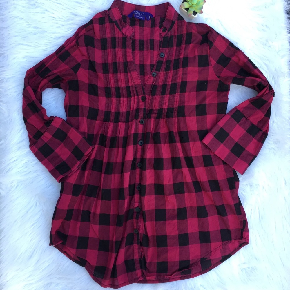 Black and pink plaid tunic