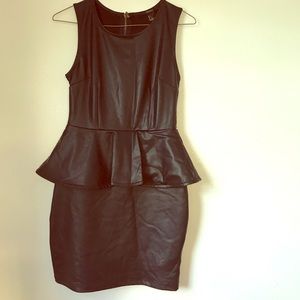 Women's Black Faux Leather Minidress