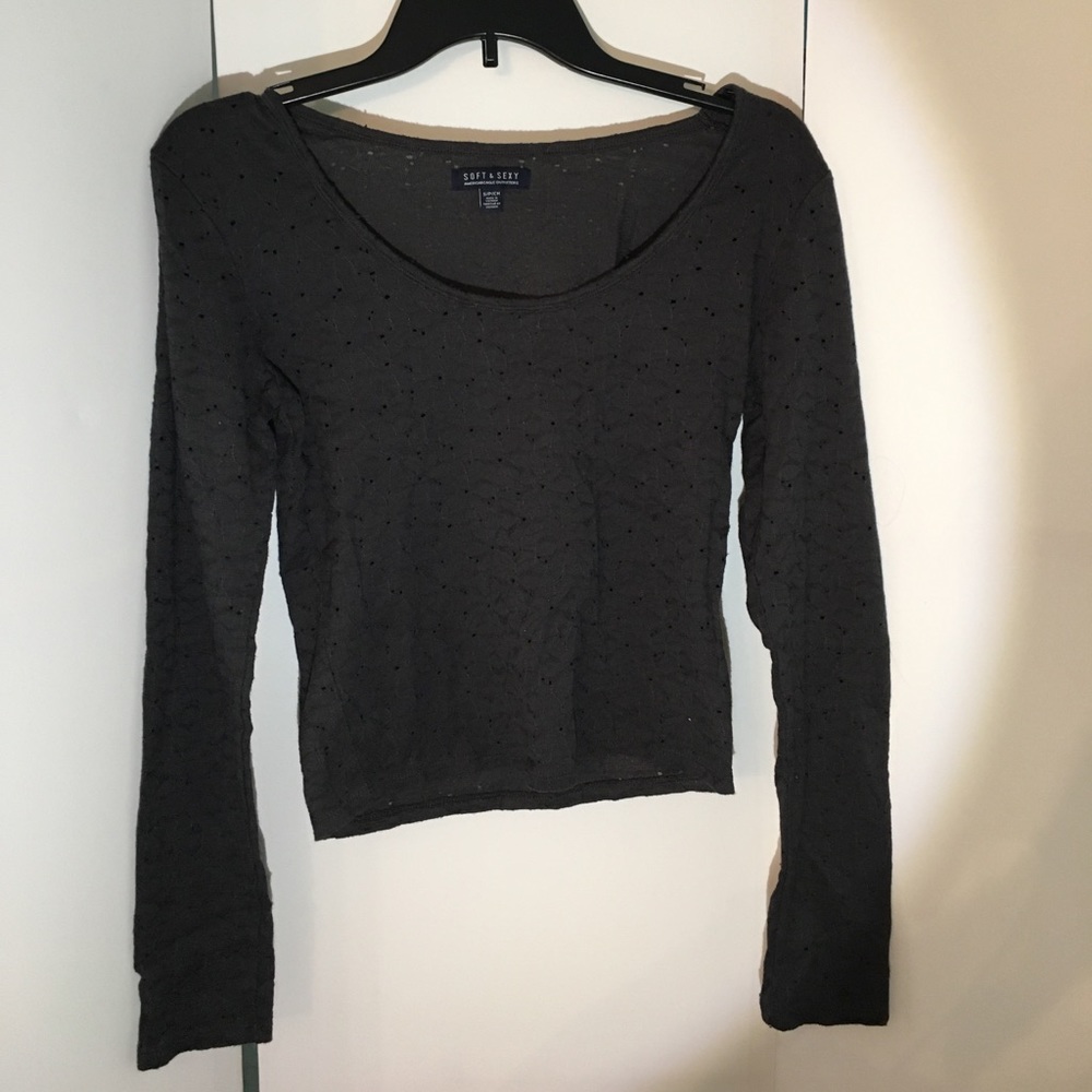 AEO Soft and Sexy grey flower top (size S)