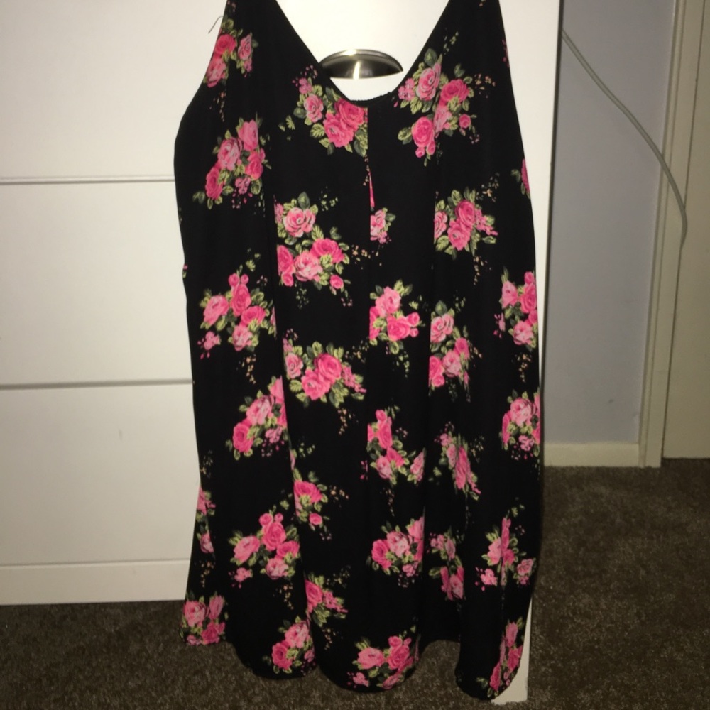 Black dress with hot pink floral