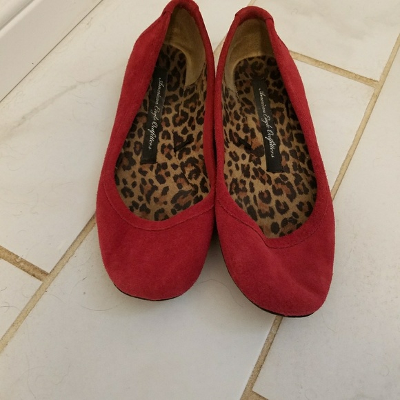 American Eagle Outfitters Shoes - American Eagle Red Faux Suede Ballet Flats