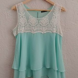 Modcloth Blue Lace Top
