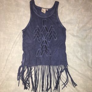Tribal print fringe tank
