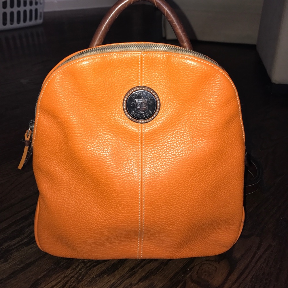 Dooney & Bourke Orange and Brown Leather Backpack
