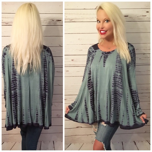 LAST 1 Oversized Teal and Royal Tunic - Picture 2 of 2