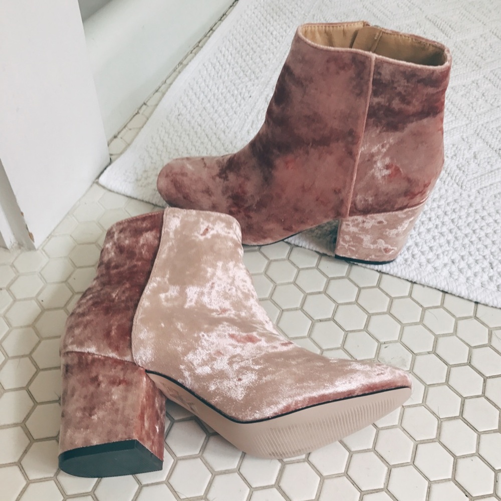 Pink Panther Pastel Velvet Booties ASOS