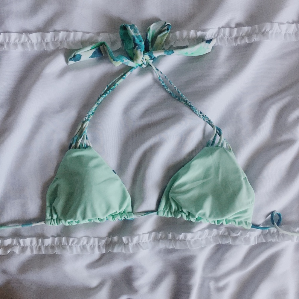 Seafoam Color Reversible Flower Bikini