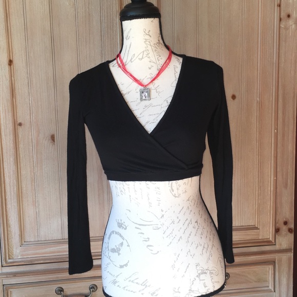 Charlotte Russe Tops - *SOLD* Charlotte Russe Long Sleeve Wrap Style Crop