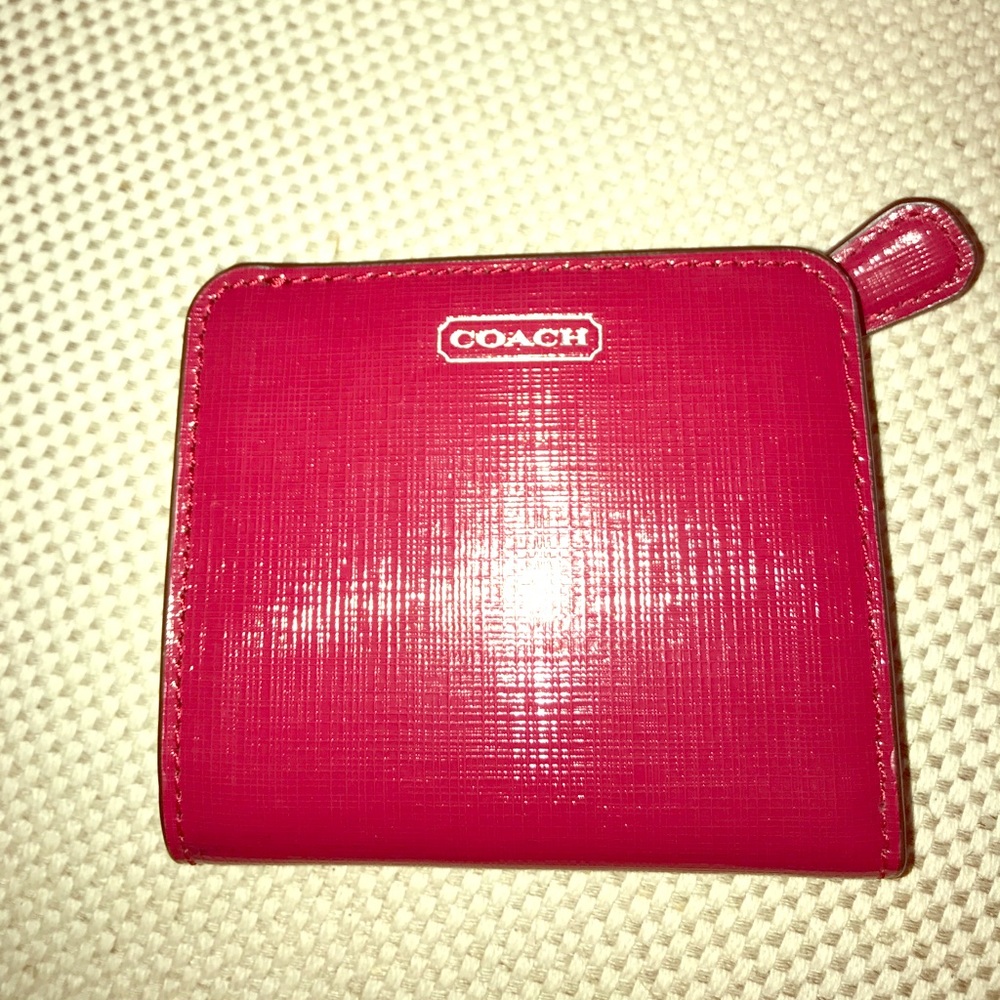 Coach Red Patent Leather 7-Slot Wallet