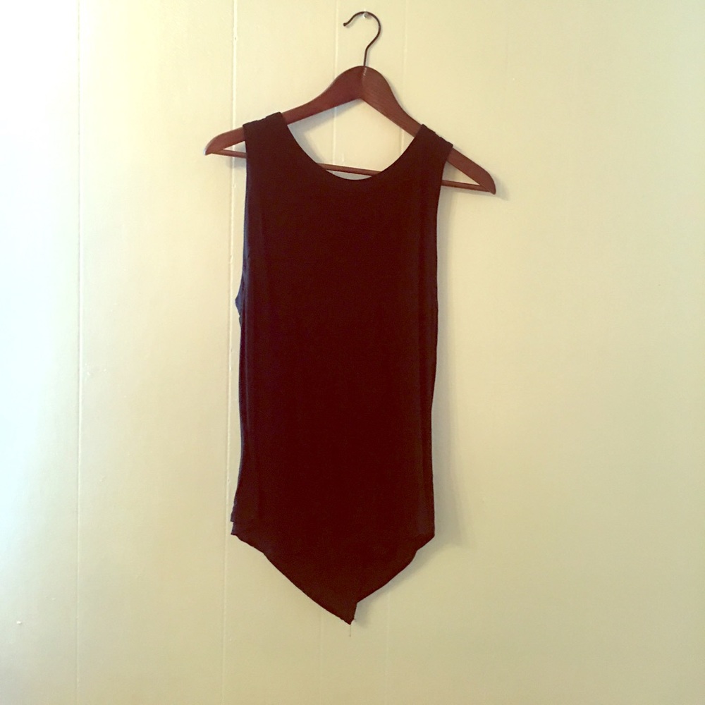 Black open back tank top