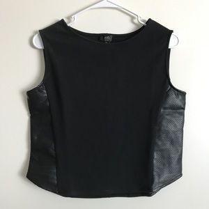 ABS black faux leather trim crop tank top size xs