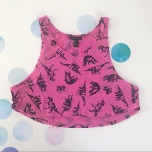 Hot Pink Dinosaur Crop Top