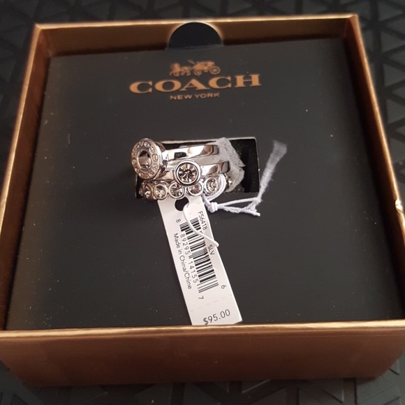 Coach open circle 3pc ring set size 6 ret$95 - Picture 1 of 2