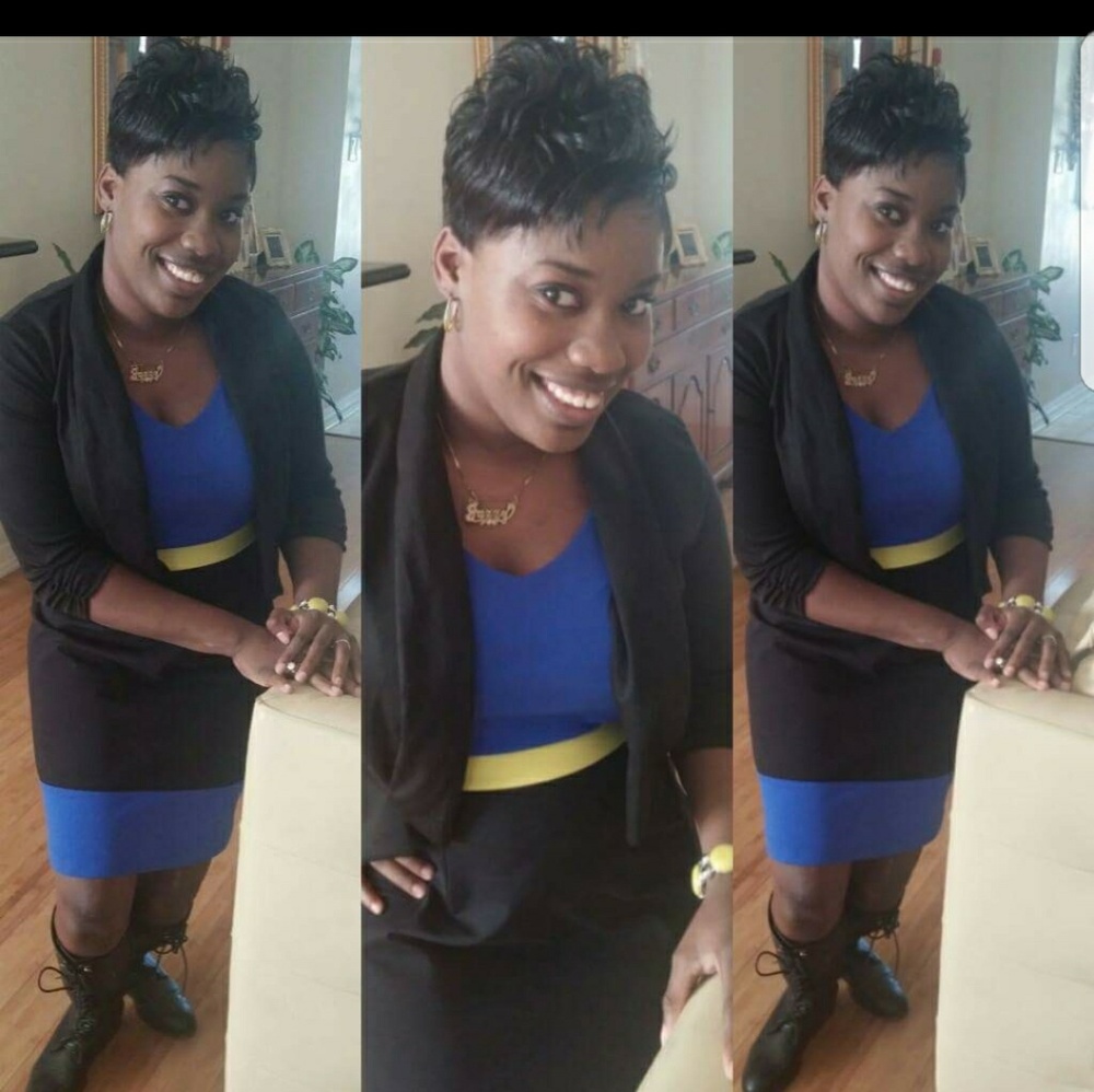 Blue  Neon Green & Black.Dress