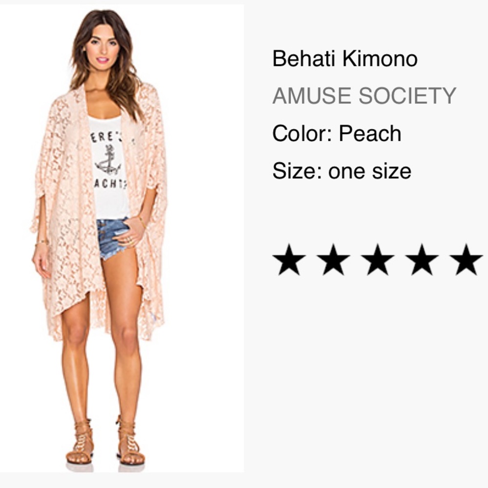 Amuse Society Peach Lace Kimono