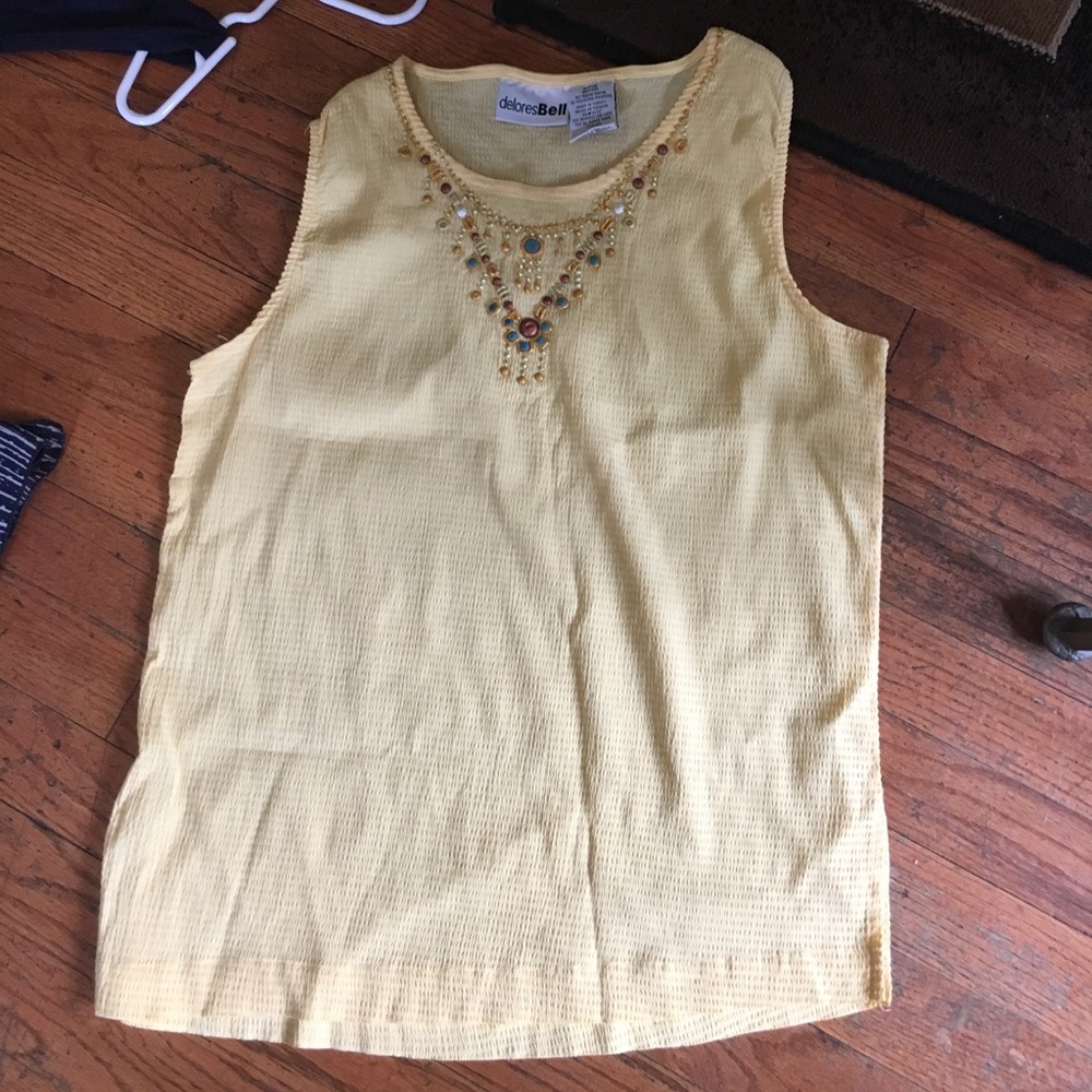 Bright yellow embroidered shirt