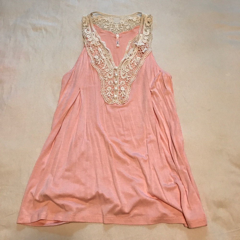 Pastel pink and lace detail tank