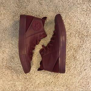 Burgundy high top Converse