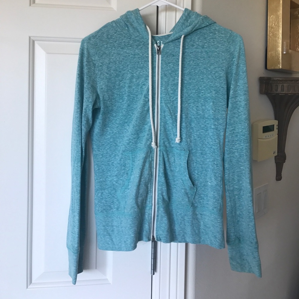 Light blue Aeropostale zip up jacket with hood