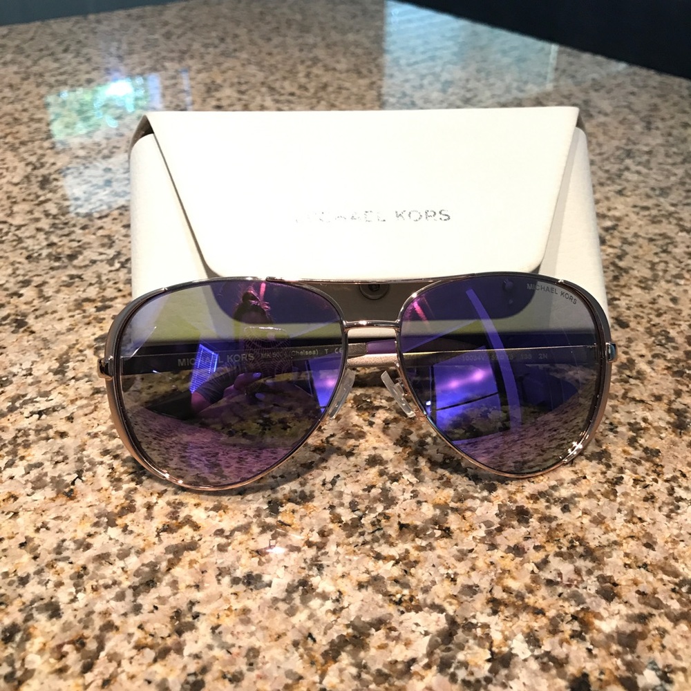 Michael Kors Chelsea Purple and Gold Aviators