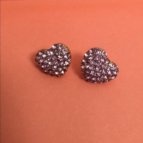 Pink sparkly heart earrings - Picture 1 of 2