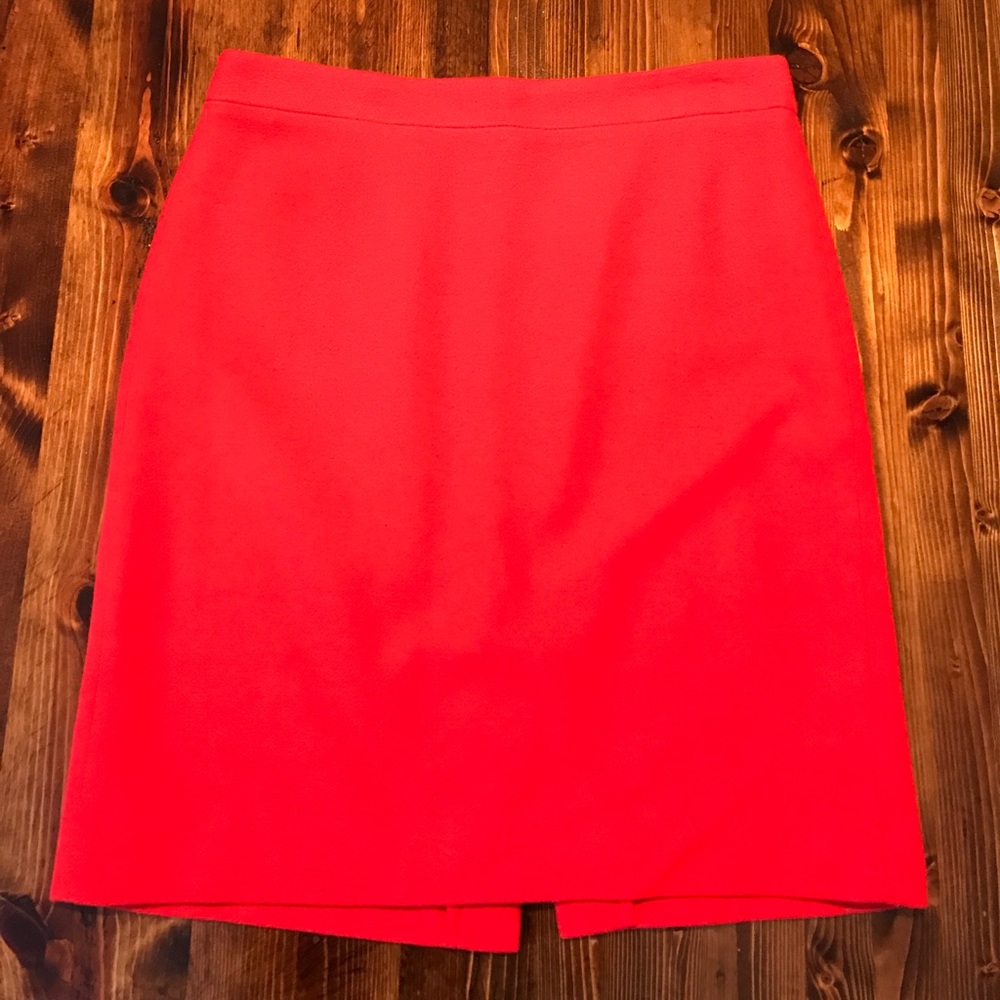 Red Wool J. Crew Pencil Skirt
