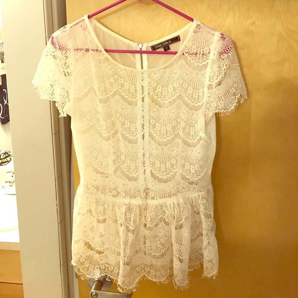 Lace white short sleeve beautiful shirt!