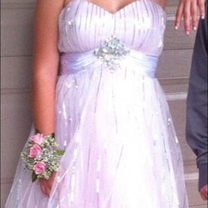 Pink and Silver Strapless Homecoming Dress