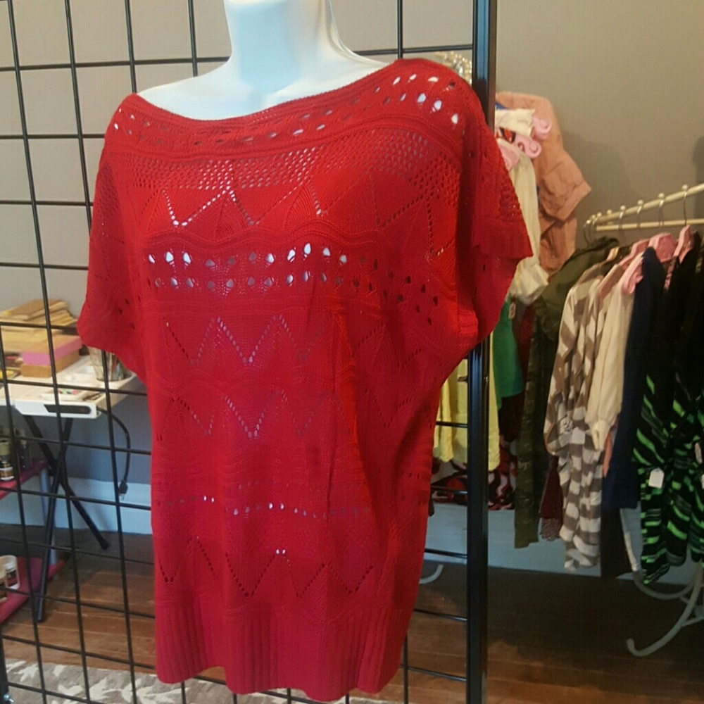 Red Short Sleeved Sweater