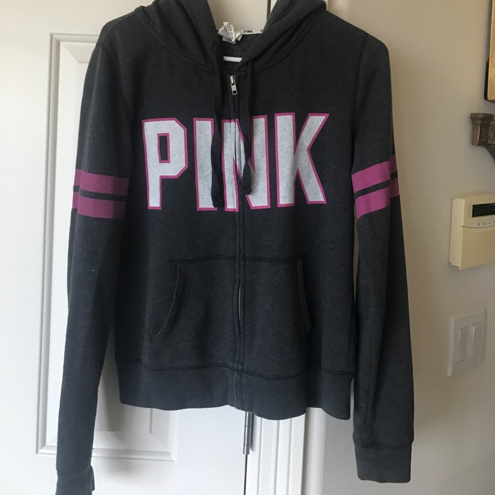 Pink and black zip up hoodie