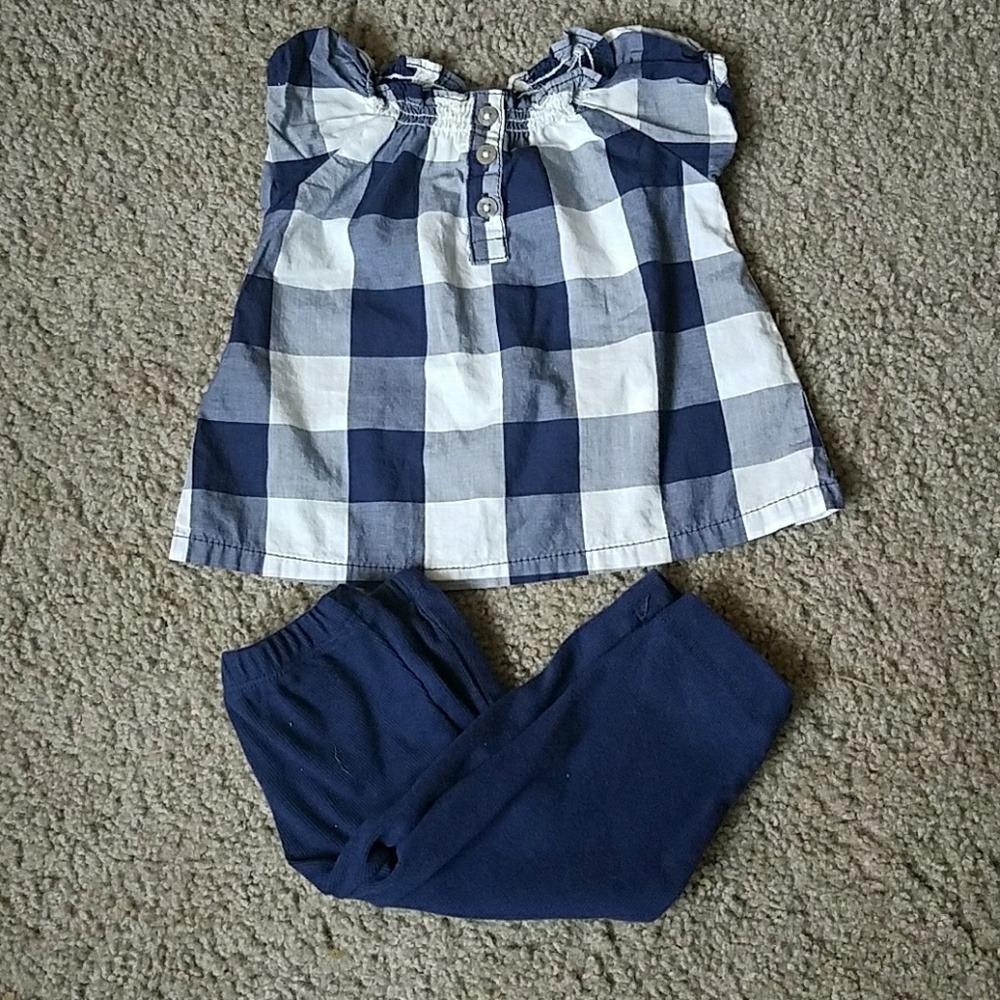 Navy Checkered Shirt and Leggings