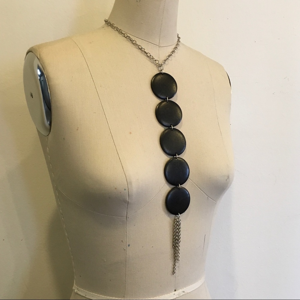 Wood Pendant Drop Necklace NEW Jessica Elliot