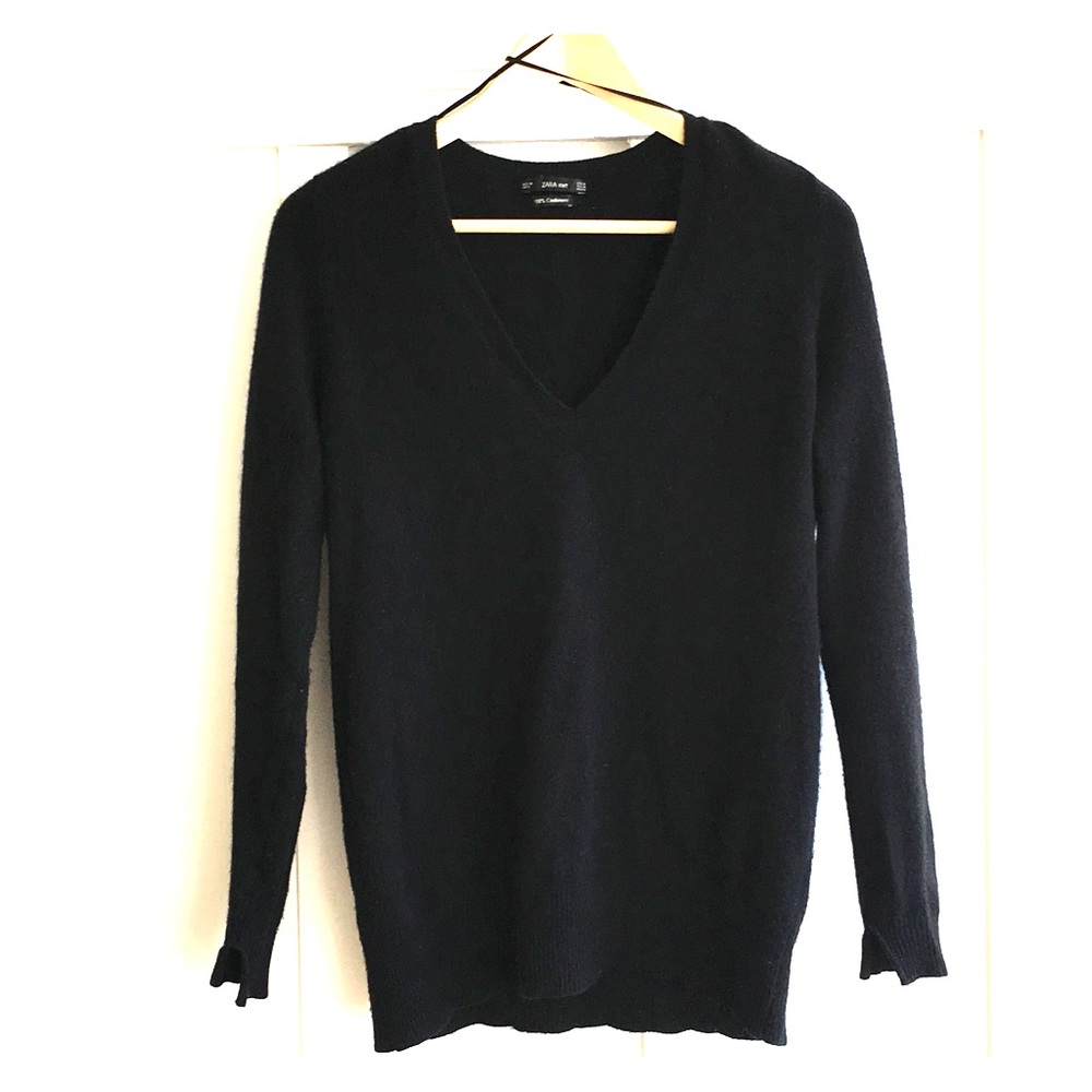 black cashmere sweater by zara